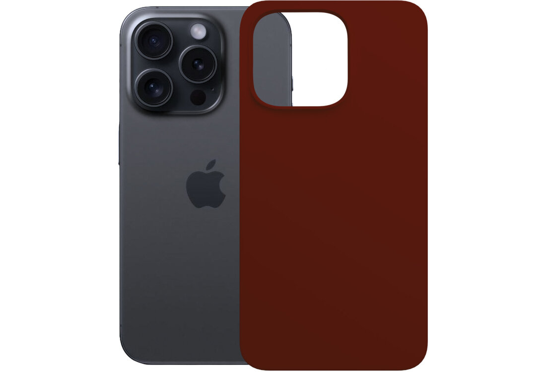 Etui 3MK Silicone Guardx do Apple iPhone 16 Pro Ciemno-czerwony wygląd prezentacja kolor białe tło