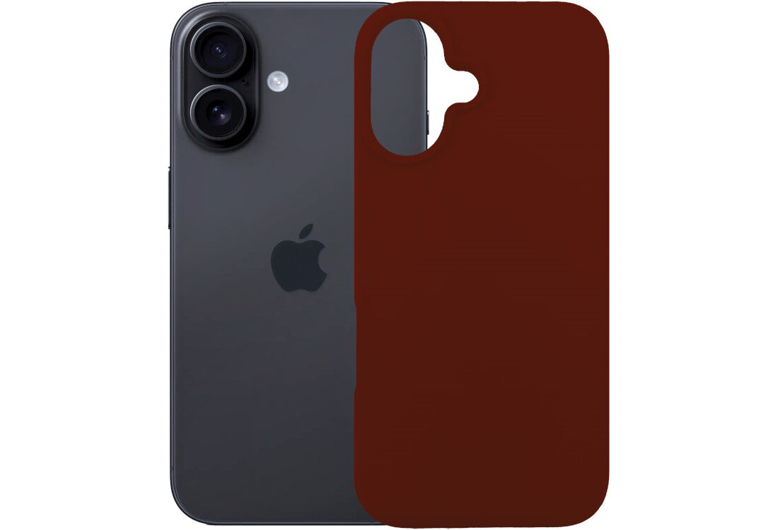 Etui 3MK Silicone Guardx do Apple iPhone 16 Ciemno-czerwony wygląd prezentacja kolor białe tło