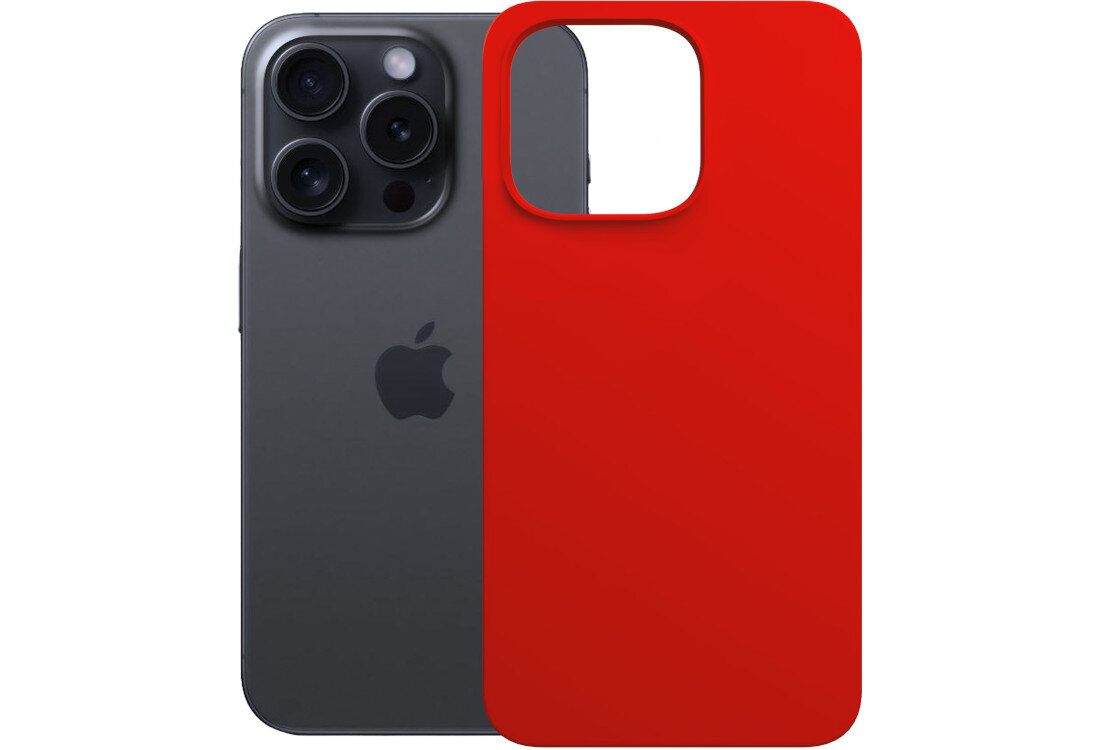 Etui 3MK Silicone Guardx do Apple iPhone 16 Pro Czerwony wygląd prezentacja kolor białe tło