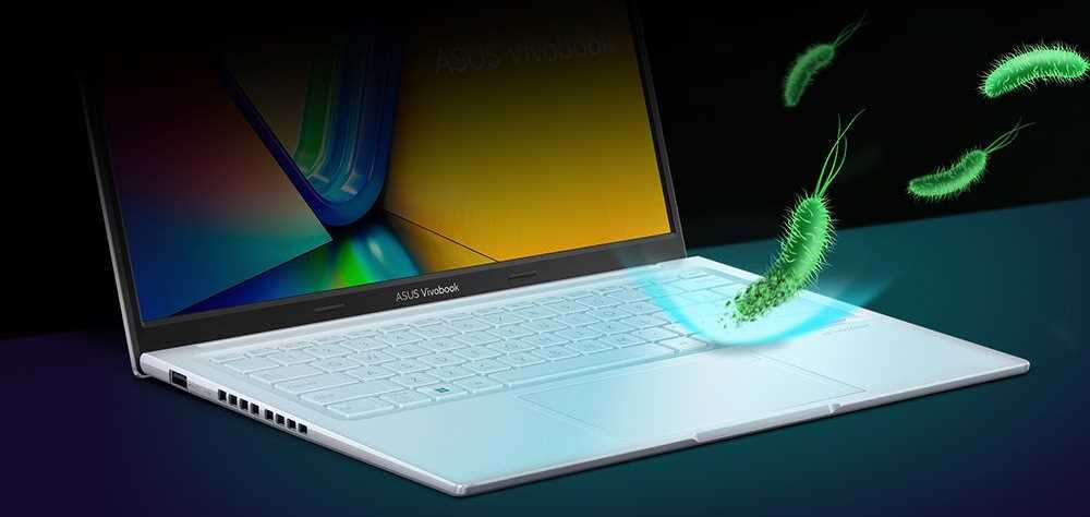 Laptop ASUS VivoBook 14X K3405 - Przegląd ASUS VivoBook 14X z Antimicrobial Guard, ukazujący jego zalety w laptopach.