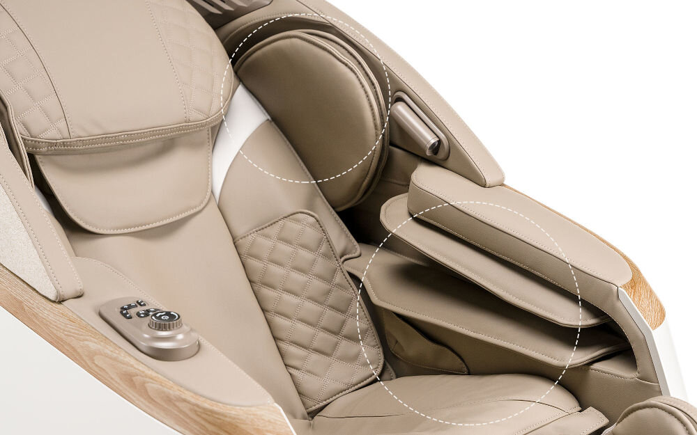 Fotel masujący IREST Queentri Czarno-beżowy Poduszki powietrzne 36 poduszek powietrznych okolice ulga rezultaty mięśnie