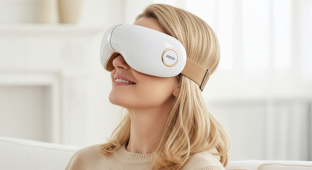 Masażer do oczu IREST C58S Ukojenie dla zmysłów ukoi Twoje zmysły pomoże osiągnąć całkowite odprężenie  pulsacyjne ruchy poduszek powietrznych