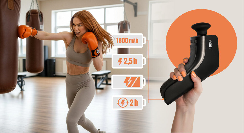 Masażer ręczny Gun IREST C513S Wysoce wydajny wydajna bateria pojemność czas pracy funkcja szybkiego ładowania