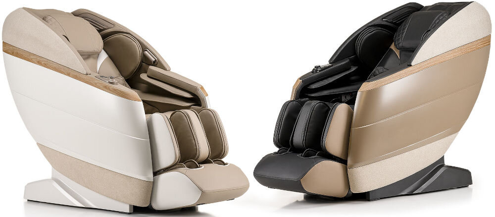 Fotel masujący IREST Queentri Beżowy masaż 3D wnętrza Elegancka linia subtelna kolorystyka elementy tapicerowane relaks 18 programów automatycznych 11 technik masażu możliwości praca technika intensywność szybkość szerokość 5 poziomów