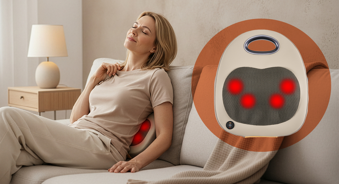 Poduszka masująca IREST D260C Podgrzewanie Ugniatanie funkcja ogrzewania relaks w kulach masujących masaż rozmasowywanie napiętych mięśni