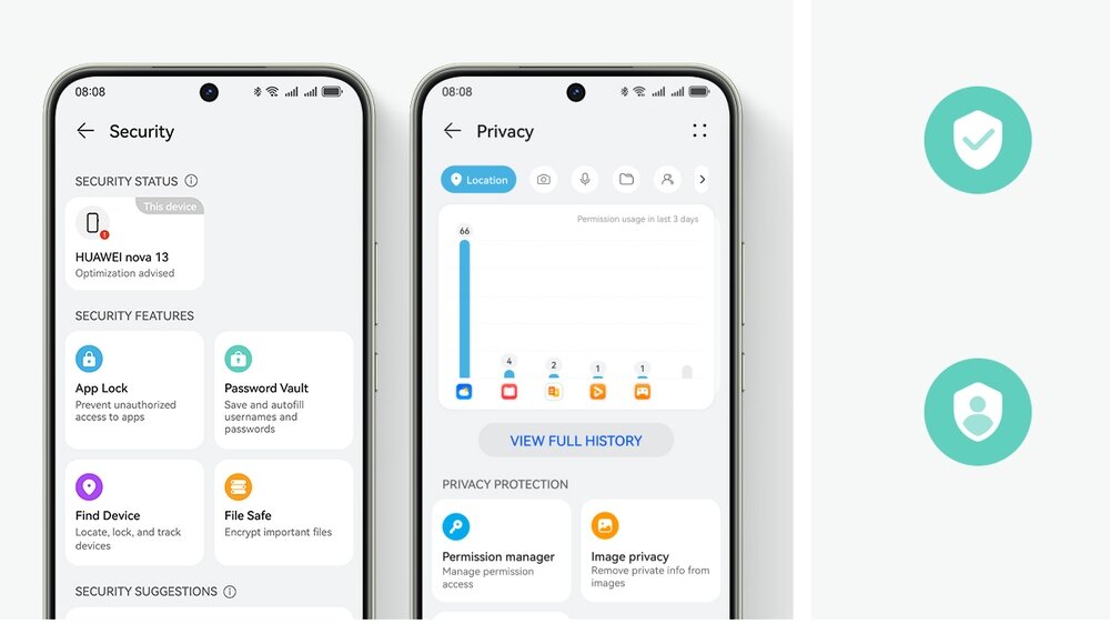Smartfon HUAWEI Nova 13 Pro Bezpieczeństwo aplikacje na smartfonie