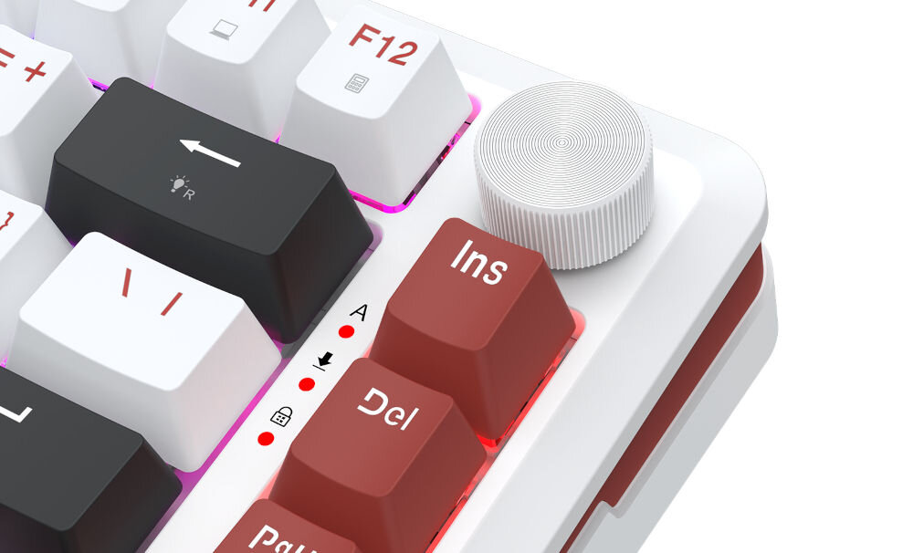 Klawiatura K721WRB-RGB Stormhunter
funkcyjne pokrętło, produkt na białym tle, zbliżenie na pokrętło