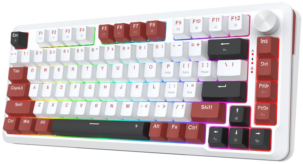 Klawiatura K721WRB-RGB Stormhunter
wytrzymałe klawisze PBT wykonane w technologii Double Injection PBT, Biała obudowa z czerwonymi oraz czarnymi akcentami,
produkt na białym tle