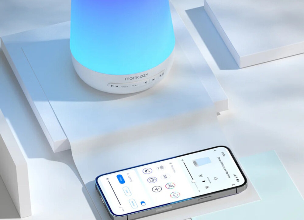 Lampka z odtwarzaczem dźwięków MOMCOZY WN002-WH00BA-A Wygodne sterowanie  integracji z WiFi sterowaniu głosowemu Alexa włączyć, wyłączyć lub zmienić ustawienia