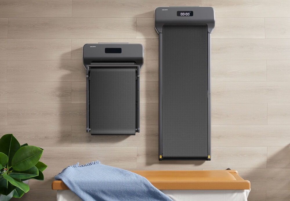 Bieżnia elektryczna KINGSMITH Z1 Fold Walking Device 550W 6km-h widok na bieżnie po złożeniu i w całości trening w domu komfort składana konstrukcja intuicyjna obsługa