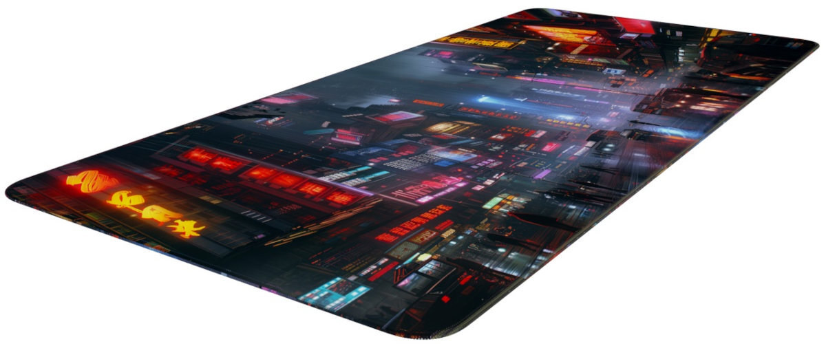 Podkładka HUMANS+ROBOTS obszytymi krawędziami zapobiegają strzępieniu materiału - podkładka z narożnika  na białym tle