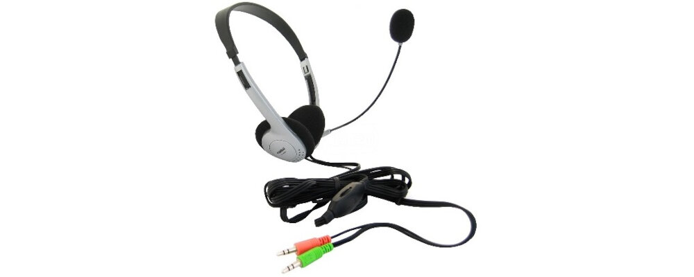 SŁUCHAWKI 4WORLD Z MIKROFONEM SREBRNE miękka gąbka