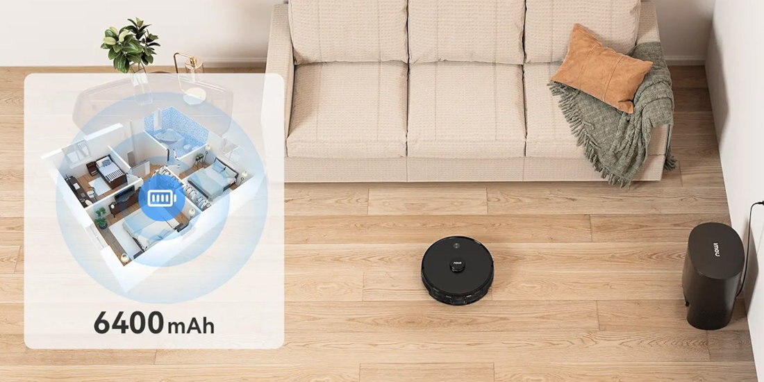 Robot sprzątający IMOU Vacuum Cleaner RV1 Pro Max Długotrwała praca cicha wydajność bateria pojemność automatycznie wraca do stacji czas ładowania