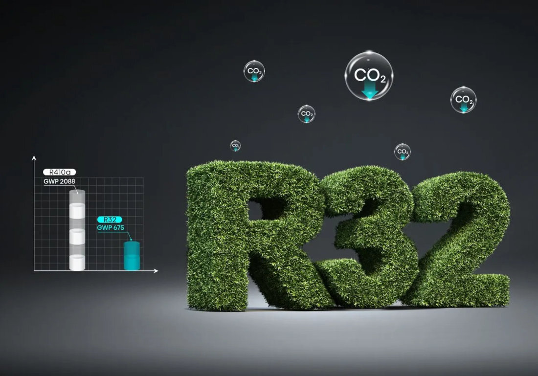 Klimatyzator Split, Pompa ciepła powietrze - powietrze HISENSE Fresh Air QJ35XJ3AG AS35XJ3EW 3.5 KW z usługą montażu Ekologiczne rozwiązania Czynnik chłodniczy R32 niski wpływ na środowisko wysoka efektywność energetyczna Redukuje emisję CO2 nie szkodzi warstwie ozonowej