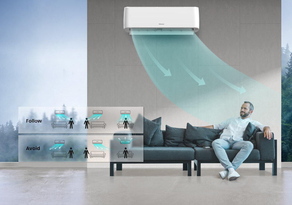 Klimatyzator Split, Pompa ciepła powietrze - powietrze HISENSE Energy Pro+ QG25XV0EG z usługą montażu Dopasowany kierunek powietrza Tryby Follow i Avoid 