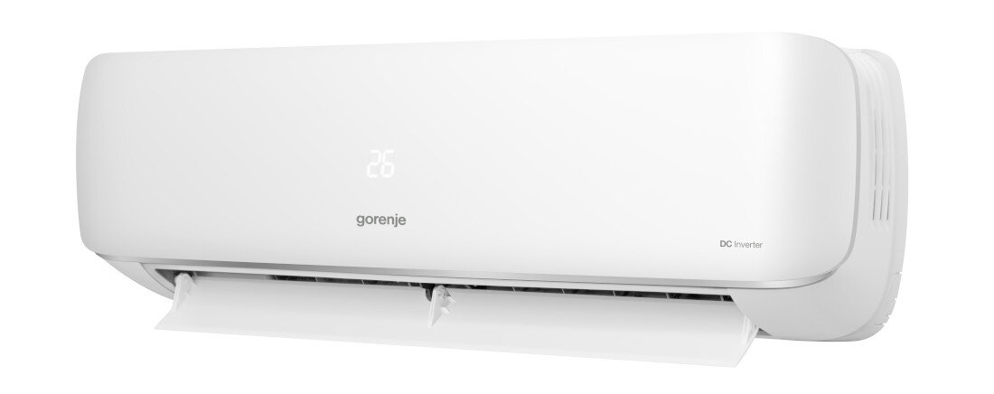 Klimatyzator Split, Pompa ciepła powietrze - powietrze GORENJE Pandora AST-18UW4RXSKG01G Ochrona przed zimnym powietrzem automatyczne rozmrażanie funkcja pracy awaryjnej  FreezeProtect do -15°C zdjęcie na białym tle ukosem