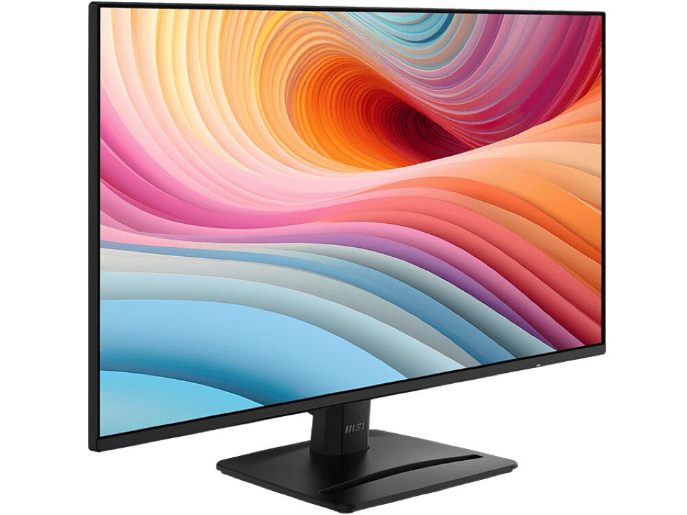 Monitor MSI Pro MP271A E2 27 cali 1920x1080px IPS 120Hz 1 ms [MPRT] prezentacja monitora na białym tle elegancki design stabilność podstawa stabilność
