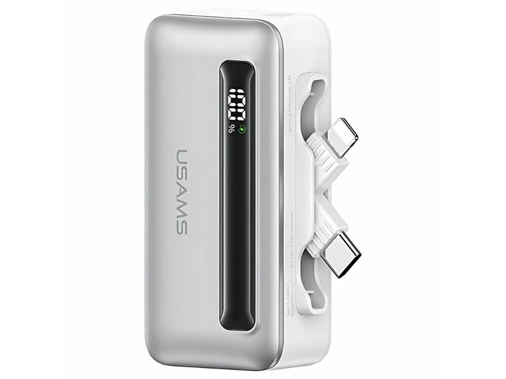 Powerbank USAMS XB US-CD233 PD Fast Charge 4500 mAh 20W powerbank na bialym tle, pojemnosc, technologia pd fast