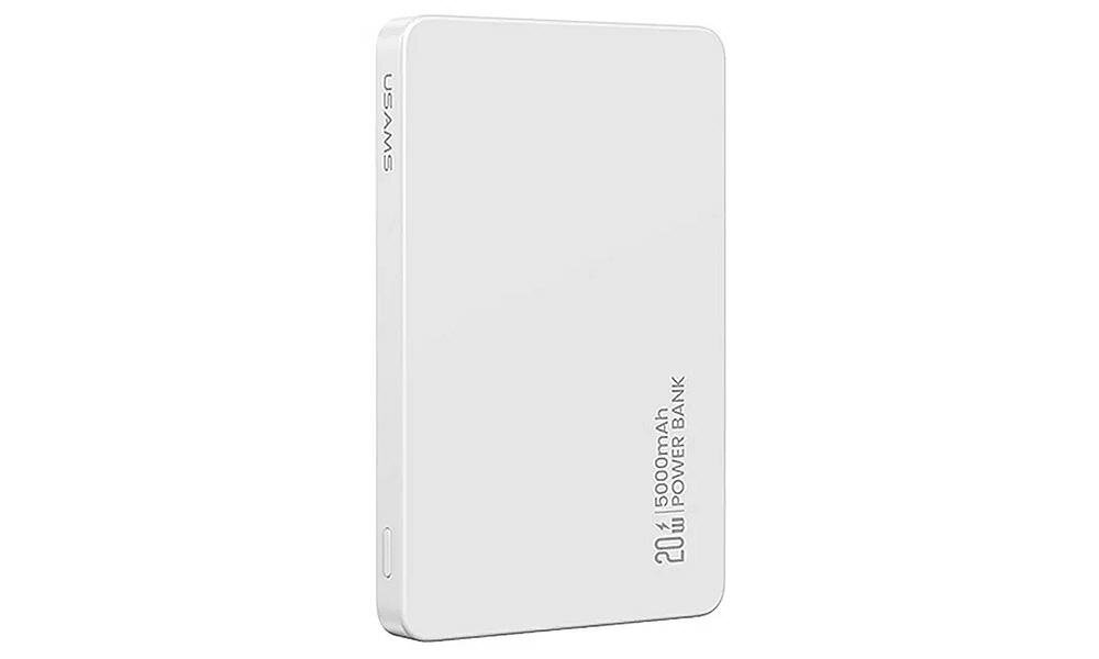 Powerbank indukcyjny USAMS US-CD231 5000 mAh waga obudowa, trwalosc, elegancja, stabilnosc, lekkosc, grubosc powerbanka