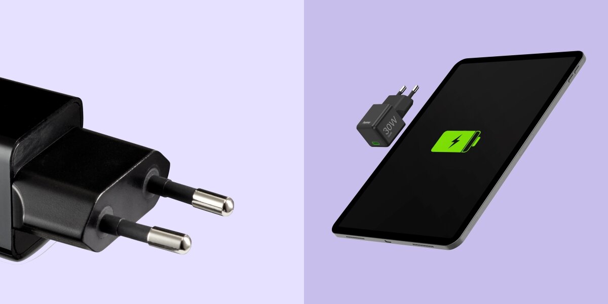 Ładowarka sieciowa HAMA SuperMini GaN PD/QC 30W Czarny zbliżenie na wtyki ładowarki