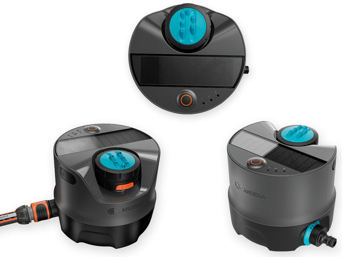 Zraszacz GARDENA AquaPrecise 16000-29, montaż, naziemne, podziemne częściowe, elastyczność, na białym tle zraszacz pokazany od różnych stron