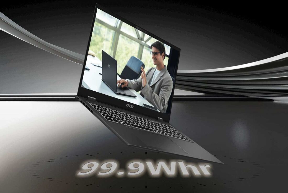 Laptop MSI Prestige 16 AI+ Evo i informacją o akumulatorze 99,9 Whr. - akumulator o pojemności 99,9 Whr