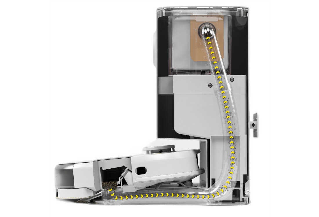 Robot sprzątający KARCHER RCV 5 Comfort EU 1.269-650.0 Automatyczne opróżnianie pojemnika Stacja ładująco-odsysająca zanieczyszczenia higiena wygoda użytkowanie korzystanie