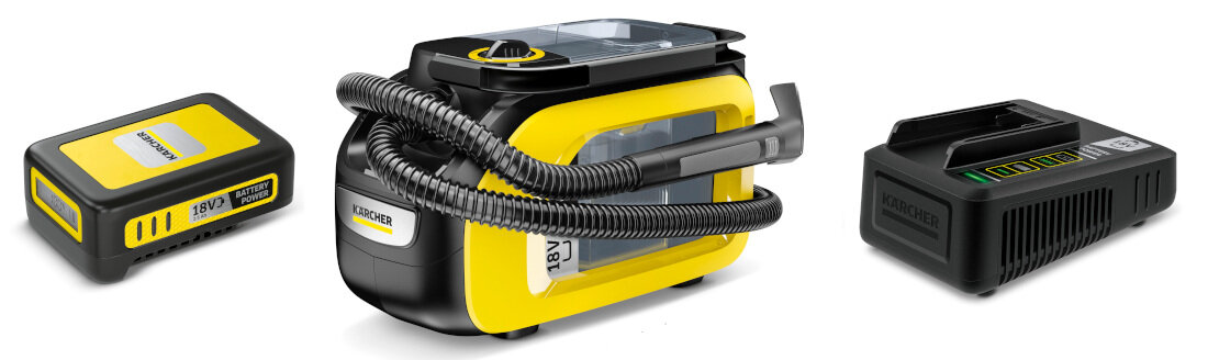 Odkurzacz piorący KARCHER SE 3-18 Battery Set 1.081-509.0 Czas pracy Czas ładowania potrzeba odświeżenia tapicerki czy powierzchni tekstylnych