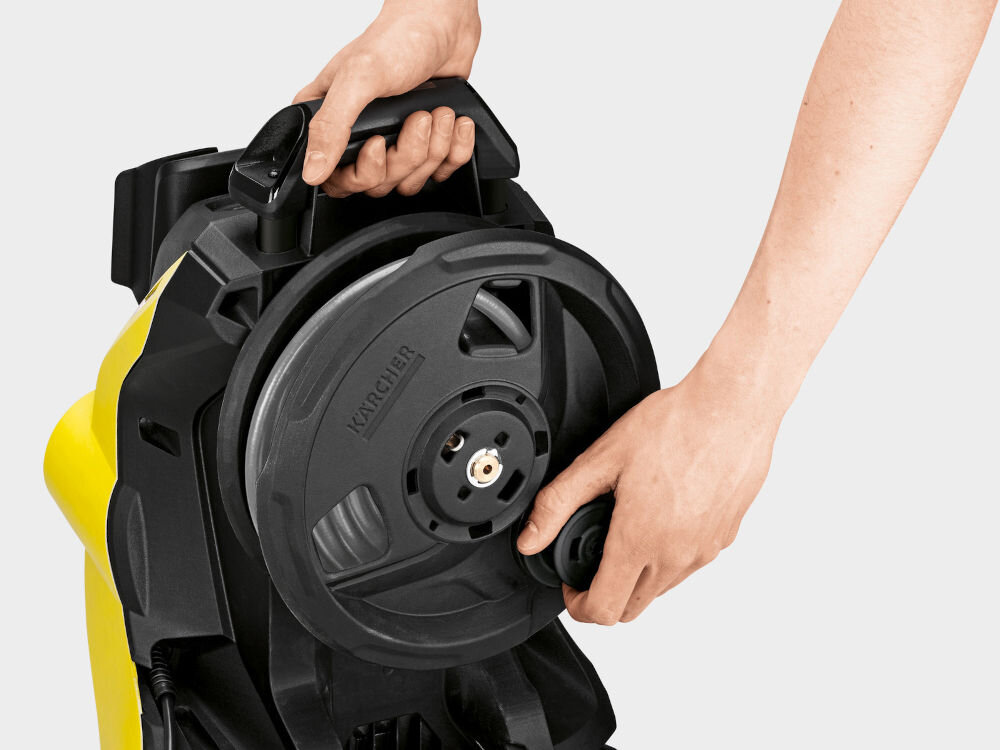 Myjka ciśnieniowa KARCHER K7 Premium Smart Control Home 1.317-246.0 zbliżenie na bęben na wąż aluminiowa pompa silnik indukcyjny bezszczotkowy woda do 60 stopni
