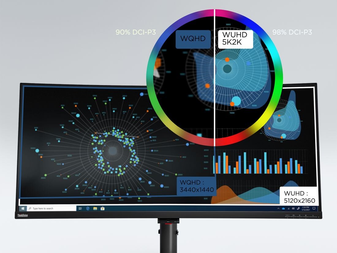 Monitor LENOVO ThinkVision P40W-20 -  WUHD 5120 x 2160 px 99% sRGB i 98% DCI-P3 