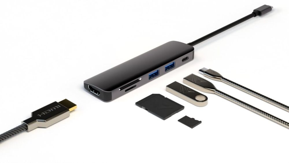 Hub 6w1 – porty USB, HDMI, SD i microSD