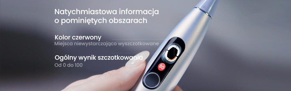 Szczoteczka soniczna OCLEAN X Pro Digital Srebrny Analiza Mycia wyświetlacz kolor kolorystyka algorytm wynik skala plan czyszczenie