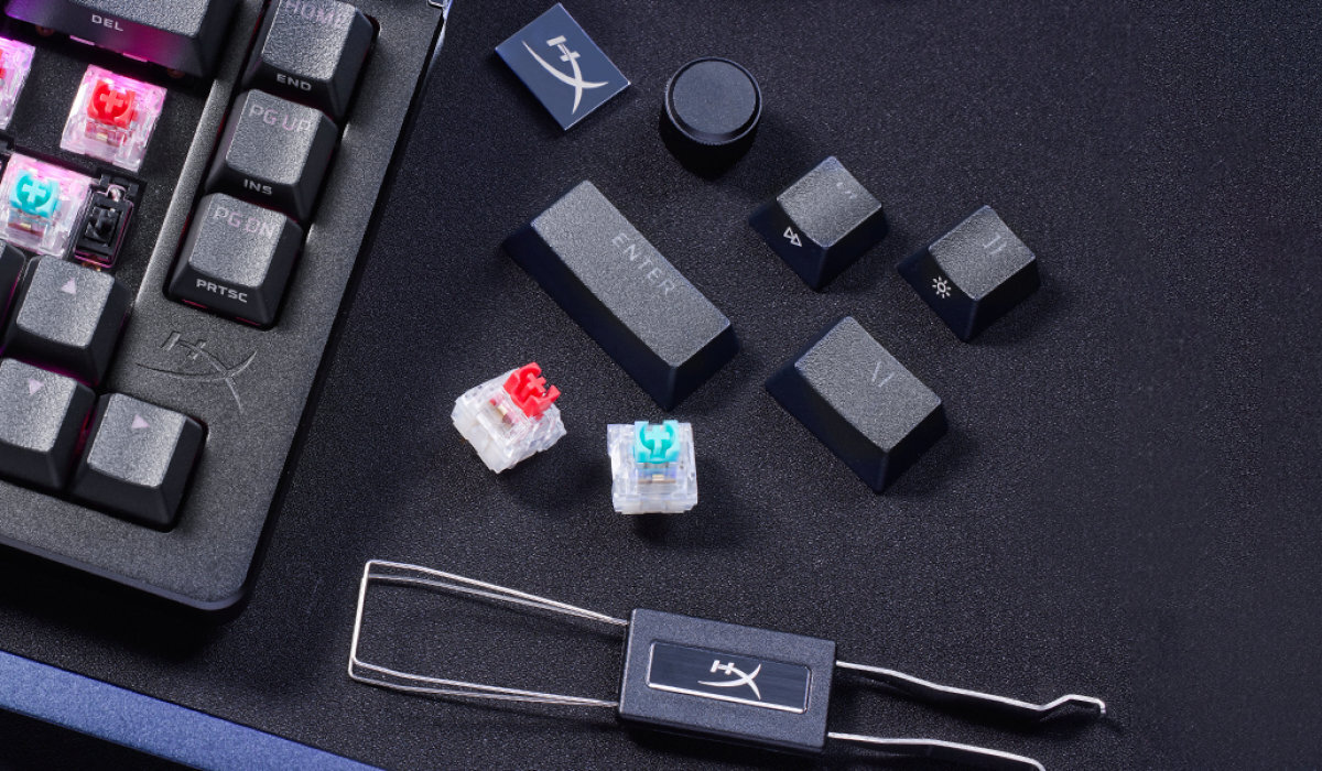 HYPERX Alloy Rise 75 Wireless bez konieczności lutowania funkcji hot-swap przełączników - wyciagnięte przełączniki i klawisze