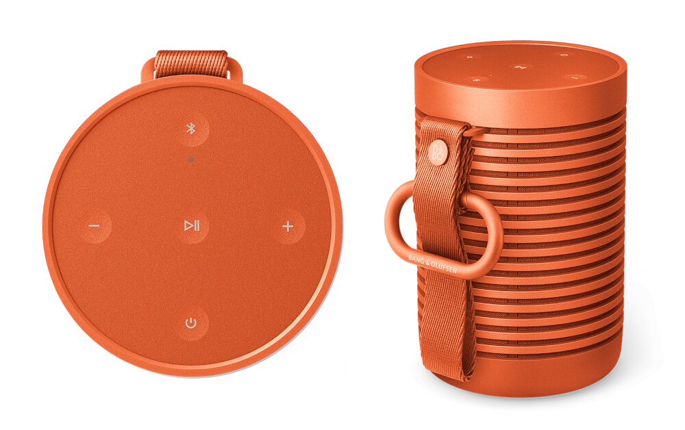 Głośnik mobilny BANG & OLUFSEN Beosound Explore - nuty muzyka pomaranczowy glosnik