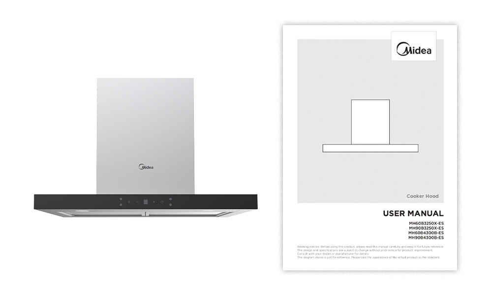 OKAP MIDEA MH60B4300B-ES, 800M3 H, 67DB, KLASA A, STEROWANIE GESTEM T-LINE