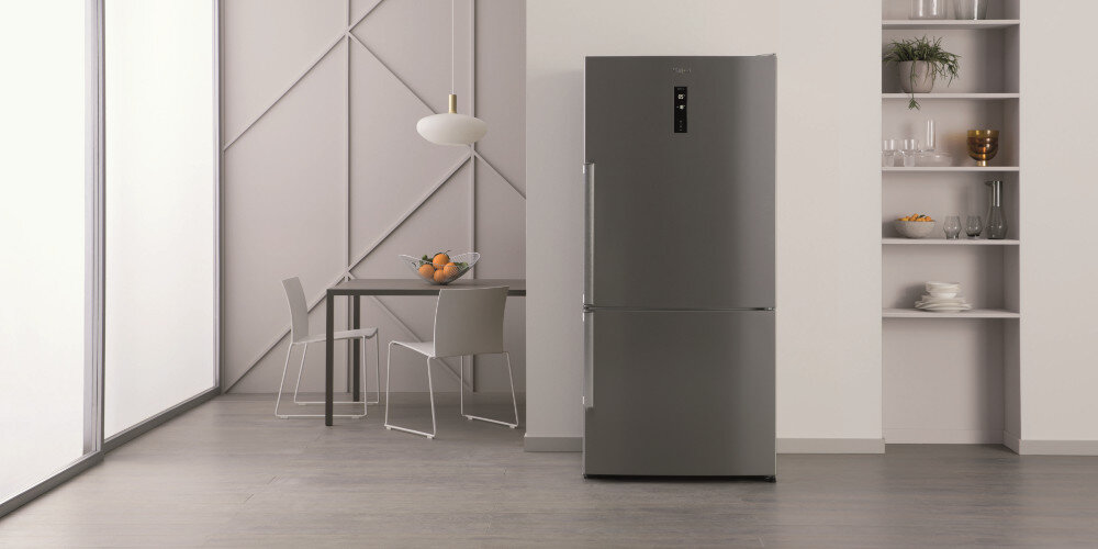 LODÓWKA WHIRLPOOL W84BE72X2 No Frost szuflady FreshBox mięso ryby owoce warzywa szklane półki Balkoniki drzwi miejsce kostkarka Twist Ice kostki lodu oświetlenie LED
