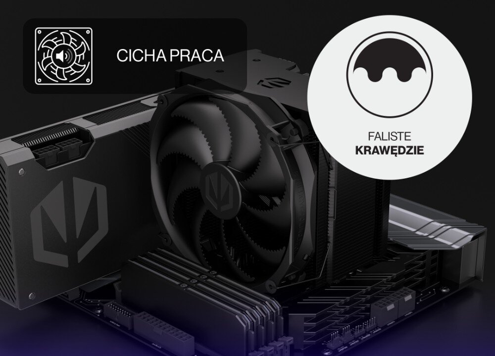 Chłodzenie CPU ENDORFY Fortis 5 Czarny wentylator funkcja fan-stop tryb półpasywny łopatki