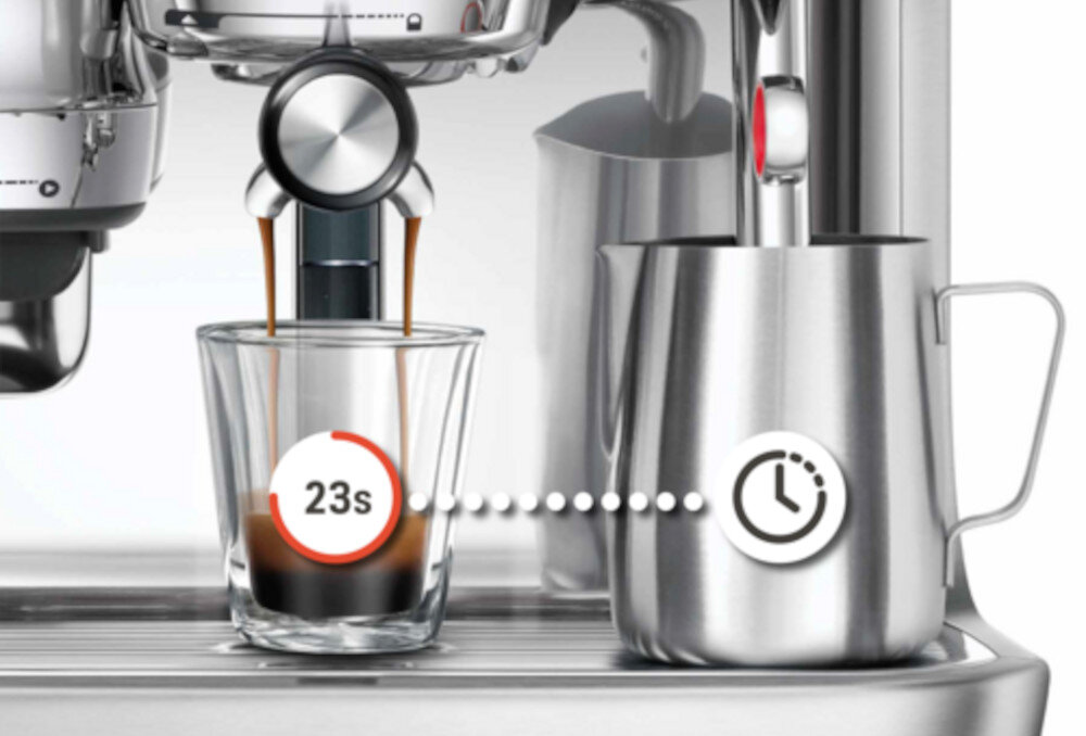 Ekspres SAGE The Oracle Jet SES985BSS Srebrny wskazówki baristy Płynna sekwencja parzenia Funkcja wskazówki baristy kawa aromat smak