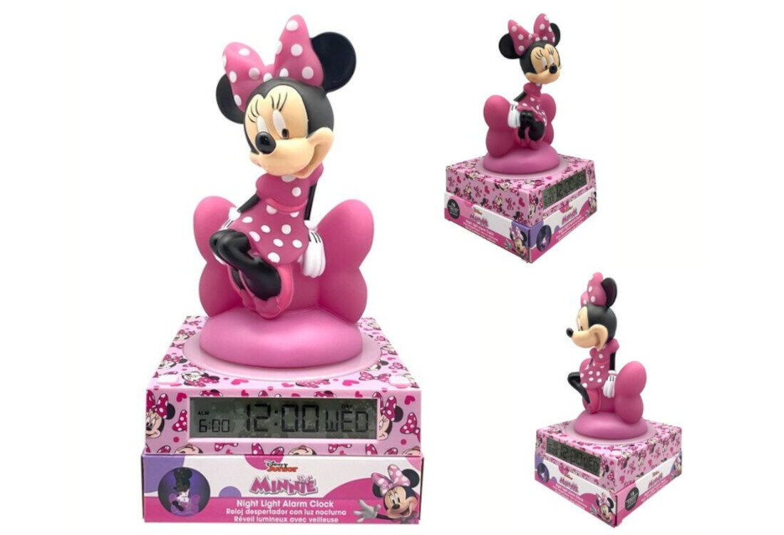 Zabawka budzik z lampką nocną KIDS EUROSWAN Myszka Minnie 3D MN4500 wygląd wizualizacja prezentacja design tło Efekt 3D w pokoju