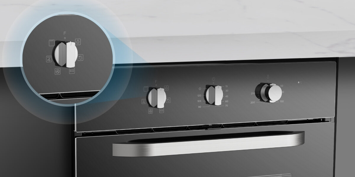 PIEKARNIK MIDEA MO655BK strowanie mechaniczne Intuicyjne sterowanie niezawodność łatwe szybkie ustawienia czasu pieczenia lampka kontrolna oświetlenie wnętrza