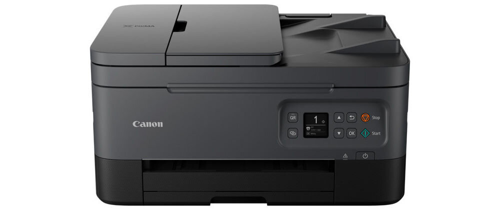 Urządzenie wielofunkcyjne CANON Pixma TS7450i Druk w kolorze, Automatyczny druk dwustronny, Wi-Fi  prezentacja urządzenia od przodu na białym tle przeznaczenie cechy 3w1 organizacja przestrzeni