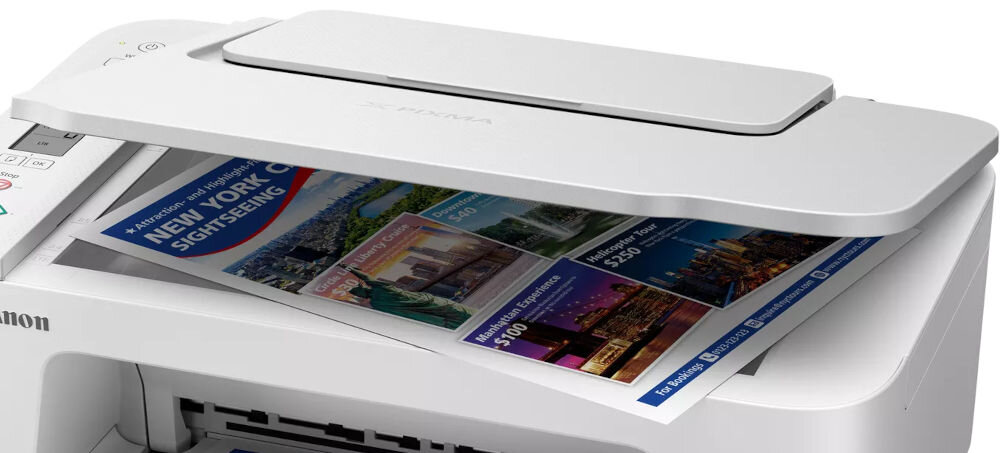 Urządzenie wielofunkcyjne CANON Pixma TS3751i Druk w kolorze, Wi-Fi  zbliżenie na górną część urządzenia skaner czujnik CIS rozdzielczość archiwizacja dokumentów