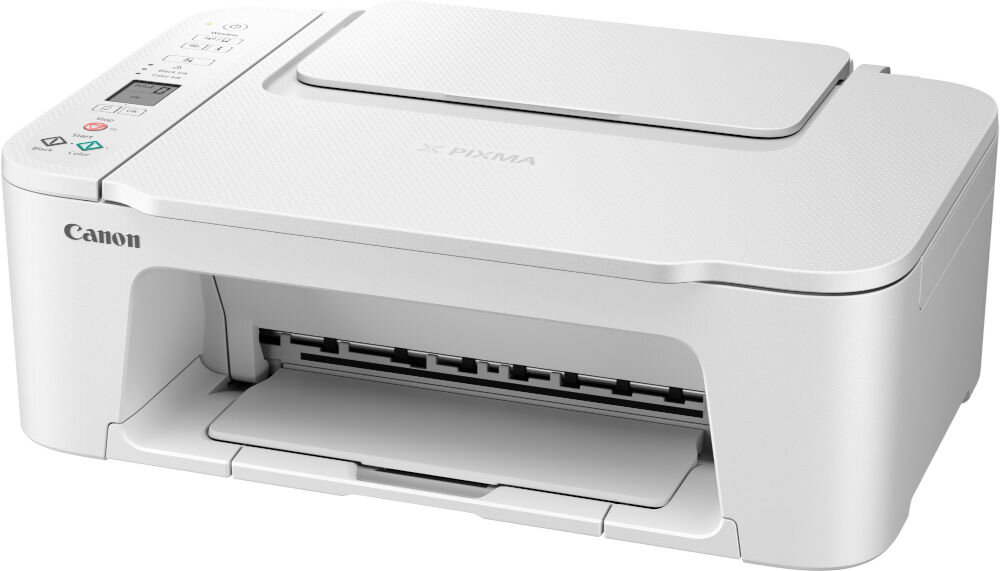 Urządzenie wielofunkcyjne CANON Pixma TS3751i Druk w kolorze, Wi-Fi  prezentacja urządzenia pod kątem na białym tle wymiary stabilność