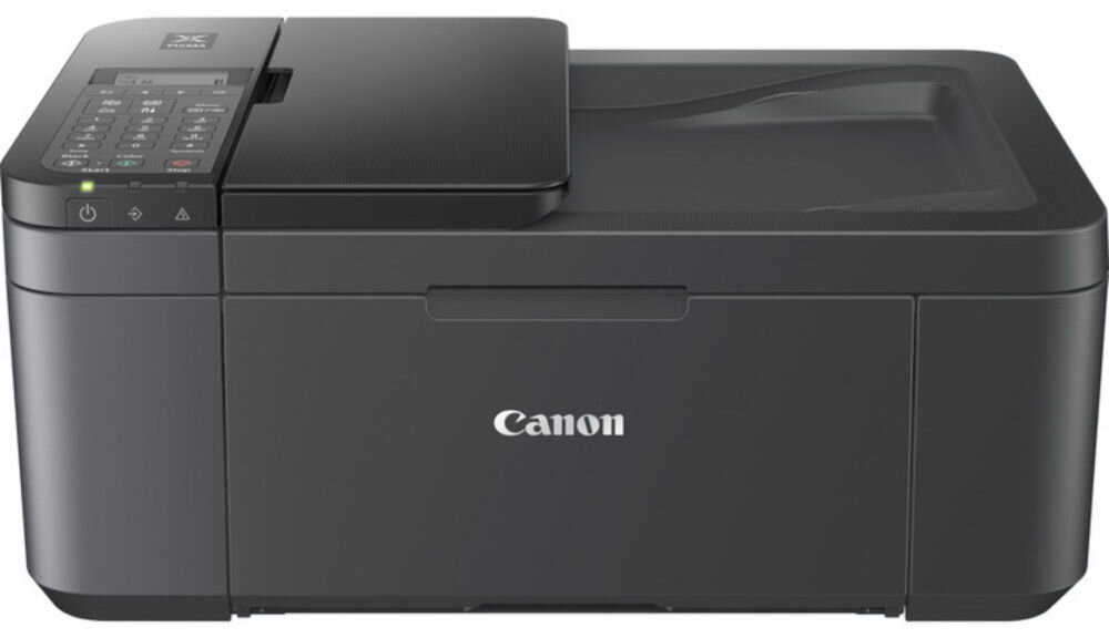 Urządzenie wielofunkcyjne CANON Pixma TR4755i Druk w kolorze, Automatyczny druk dwustronny, Wi-Fi prezentacja drukarki od przodu na białym tle automatyczny podajnik dokumentów ADF pojemność 20 arkuszy usprawnia pracę bez konieczności ręcznego podawania każdej strony oszczędność czasu wygoda