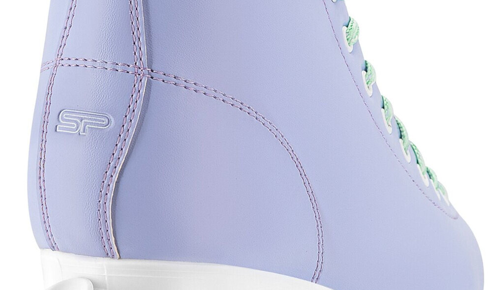 Wrotki SPOKEY Queenie 944656 (rozmiar 39-42) białe tło zbliżenie na tył z wysokiej jakości skóry syntetycznej dopasowanie do stopy i przewiewność materiału większa stabilność ogranicza pocenie zwiększa komfort dobrze trzymają stopę