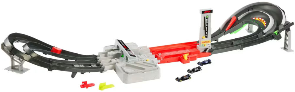 Tor Hot Wheels Grand Prix JDY16 cały zestaw na białym tle tor samochody adaptery