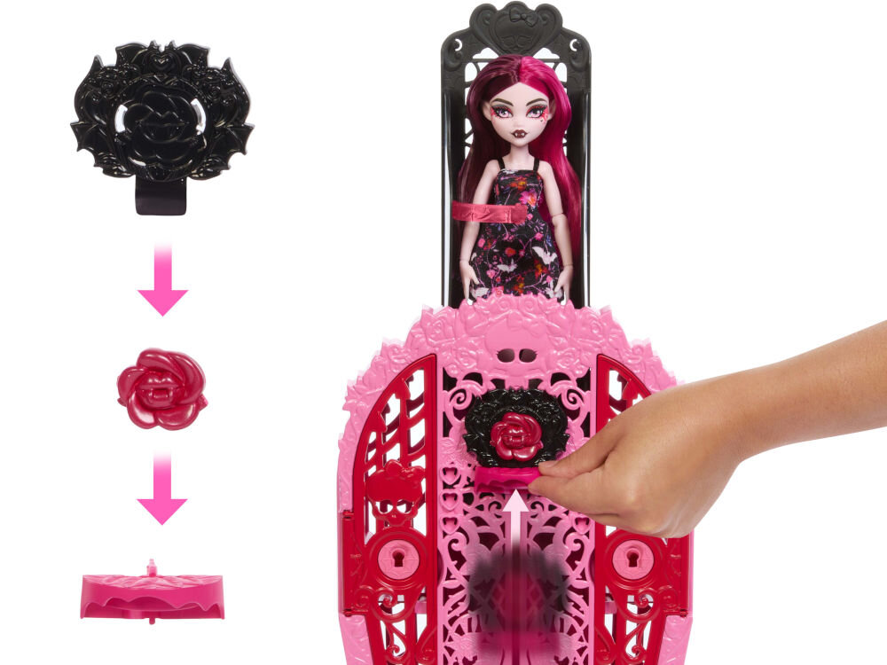 Lalka MONSTER HIGH Straszysekrety Draculaura HYT72 instrukcja montażu talizmanu wysywanie lalki z szafy