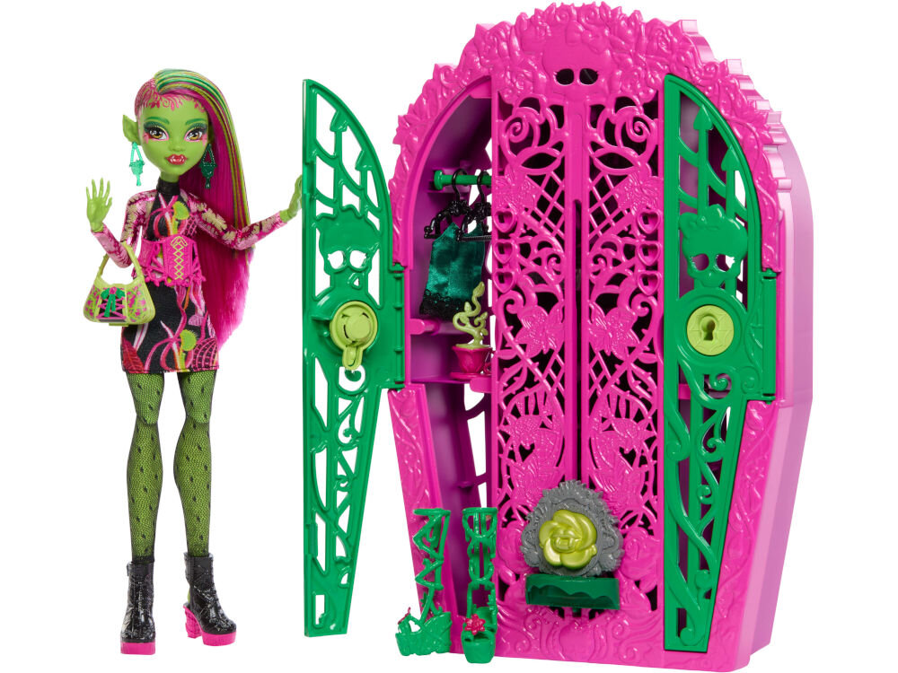 Lalka MONSTER HIGH Straszysekrety Venus McFlytrap HYT75 elementy zestaw lalka i szafa z ukrytymi niespodziankami