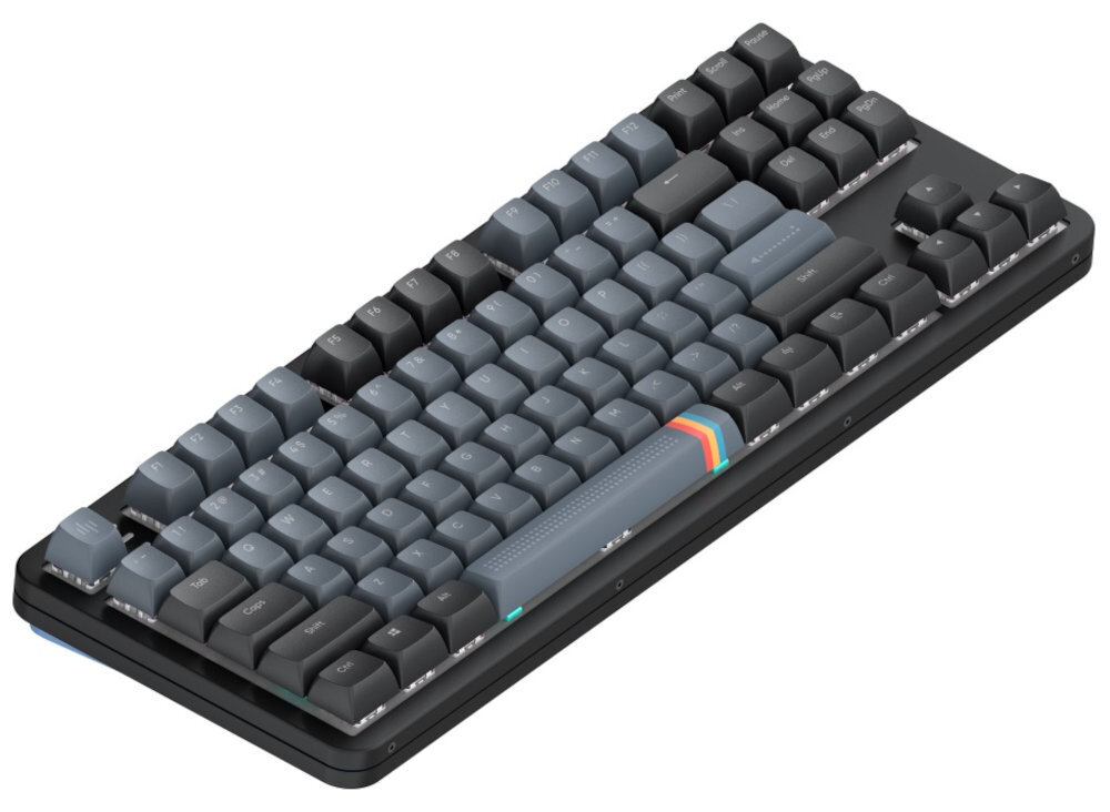 DARK PROJECT Alu Midnight mechaniczne przełączniki G3Ms Zircon Speed precyzji i szybkiego działania pisanie - klawiatura od boku na białym tle