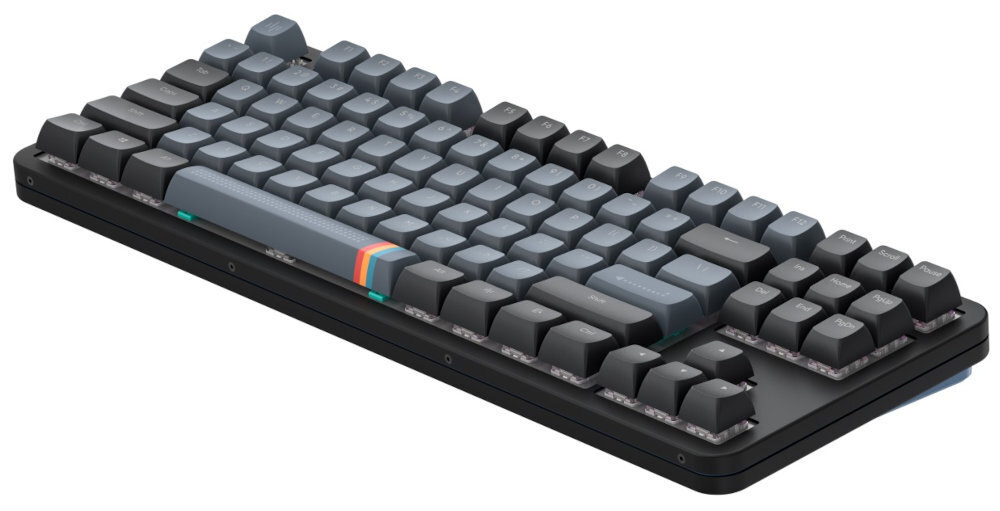 DARK PROJECT Alu Midnight 366 mm szerokości 141 mm głębokości 45 mm wysokości Gumowe nóżki - klawiatura od boku na białym tle